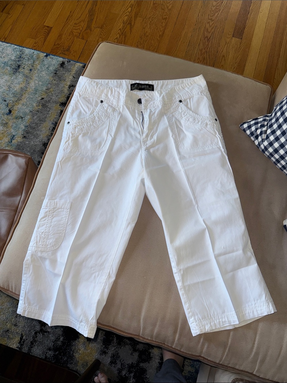 d. jeans White Cropped Utility Pants